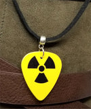 Nuclear Symbol Guitar Pick Necklace on Black Suede Cord