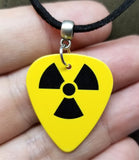 Nuclear Symbol Guitar Pick Necklace on Black Suede Cord