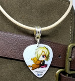 J-Rock Chibis Guitar Pick Necklace on Tan Rolled Cord