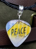 Peace Holographic Guitar Pick on a Braided Black Cord Necklace