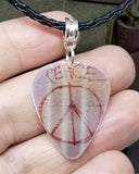 Peace Holographic Guitar Pick on a Braided Black Cord Necklace