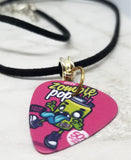 Zombie Pop Guitar Pick Necklace on a Black Suede Cord