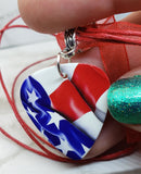 CLEARANCE American Flag Guitar Pick Necklace with Red Ribbon Cord