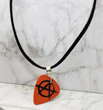 Anarchy Guitar Pick Necklace on Black Suede Cord