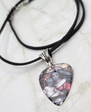 Mary and Baby Jesus Guitar Pick Necklace on Black Suede Cord