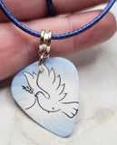 Dove of Peace Guitar Pick Necklace and Blue Rolled Cord