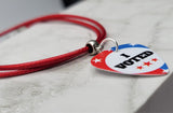 I Voted Guitar Pick Necklace on Red Rolled Cord