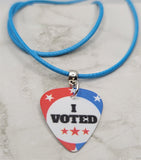 I Voted Guitar Pick Necklace on Blue Rolled Cord
