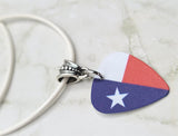 Texas Flag Guitar Pick Necklace with White Rolled Cord