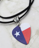 Texas Flag Guitar Pick Necklace with Black Suede Cord