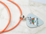Have a Gay Day Pride Guitar Pick Necklace with Orange Cord