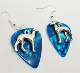 Greyhound Charm Guitar Pick Earrings - Pick Your Color
