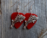 CLEARANCE Revolvers with Roses Charm Guitar Pick Earrings - Pick Your Color