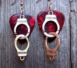 CLEARANCE Large Handcuff Charm Guitar Pick Earrings - Pick Your Color