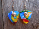 CLEARANCE Happy Face Charm Guitar Pick Earrings - Pick Your Color