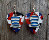 CLEARANCE Blue and White Striped Hat Charms Guitar Pick Earrings - Pick Your Color