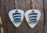 CLEARANCE Blue and White Striped Hat Charms Guitar Pick Earrings - Pick Your Color