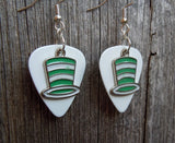 CLEARANCE Green and White Striped Hat Charms Guitar Pick Earrings - Pick Your Color
