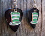 CLEARANCE Green and White Striped Hat Charms Guitar Pick Earrings - Pick Your Color