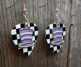 CLEARANCE Purple and White Striped Hat Charms Guitar Pick Earrings - Pick Your Color