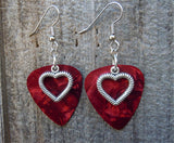 CLEARANCE Heart Outline Charm Guitar Pick Earrings - Pick Your Color