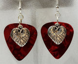 CLEARANCE Anatomical Style Heart Charm Guitar Pick Earrings - Pick Your Color