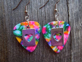 CLEARANCE Heart Cut Out Charm Guitar Pick Earrings - Pick Your Color