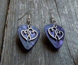 CLEARANCE Double Heart Charm Guitar Pick Earrings - Pick Your Color