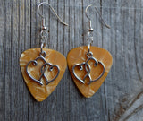 CLEARANCE Double Heart Charm Guitar Pick Earrings - Pick Your Color