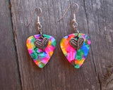 CLEARANCE Heart Made Of Wings Charms Guitar Pick Earrings - Pick Your Color