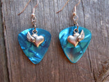 CLEARANCE Heart with Single Wing Charm Guitar Pick Earrings - Pick Your Color