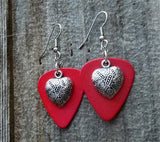 CLEARANCE Heart Charm Guitar Pick Earrings - Pick Your Color