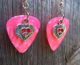 CLEARANCE Heart Peace Sign Charm Guitar Pick Earrings - Pick Your Color