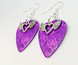 CLEARANCE Winged Heart Charms Guitar Pick Earrings - Pick Your Color