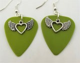 CLEARANCE Winged Heart Charms Guitar Pick Earrings - Pick Your Color