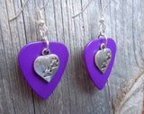 CLEARANCE Heart with Paw Prints Charm Guitar Pick Earrings - Pick Your Color