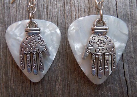 CLEARANCE Henna Hand Charms Guitar Pick Earrings - Pick Your Color