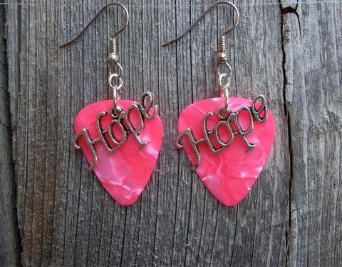 CLEARANCE Hope Text Charm Guitar Pick Earrings - Pick Your Color