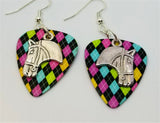 Horse Head Charm Guitar Pick Earrings - Pick Your Color