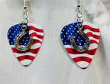 CLEARANCE Horseshoe Charm Guitar Pick Earrings - Pick Your Color