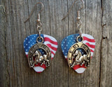 CLEARANCE Horse and Horseshoe Charm Guitar Pick Earrings - Pick Your Color