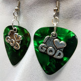 CLEARANCE I Heart God Charm Guitar Pick Earrings - Pick Your Color