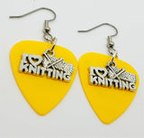 CLEARANCE I Heart Knitting Charm Guitar Pick Earrings - Pick Your Color
