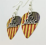 I Heart Music Charm Guitar Pick Earrings - Pick Your Color