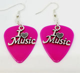 I Heart Music Charm Guitar Pick Earrings - Pick Your Color