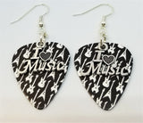 I Heart Music Charm Guitar Pick Earrings - Pick Your Color