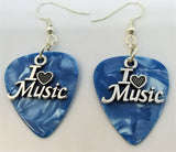 I Heart Music Charm Guitar Pick Earrings - Pick Your Color