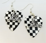 I Heart Music Charm Guitar Pick Earrings - Pick Your Color