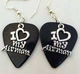 CLEARANCE I Heart My Airman Charm Guitar Pick Earrings - Pick Your Color