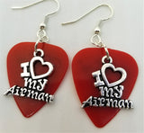 CLEARANCE I Heart My Airman Charm Guitar Pick Earrings - Pick Your Color